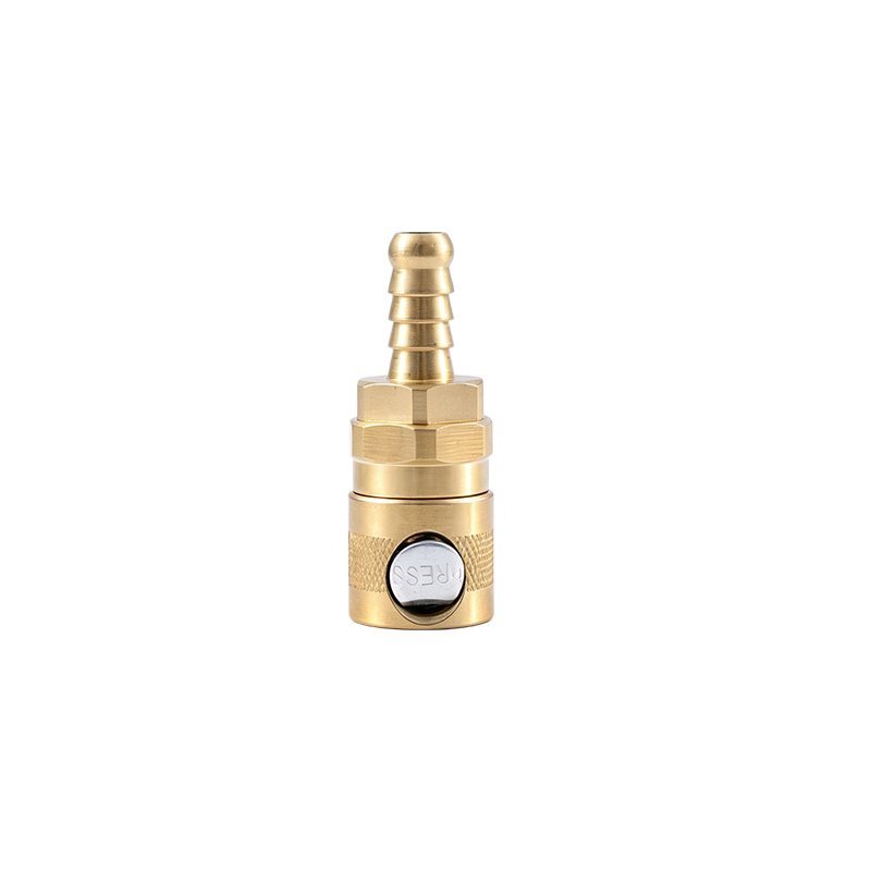 Brass Push-Button Safety Air Quick Coupler Socket with Hose Barb