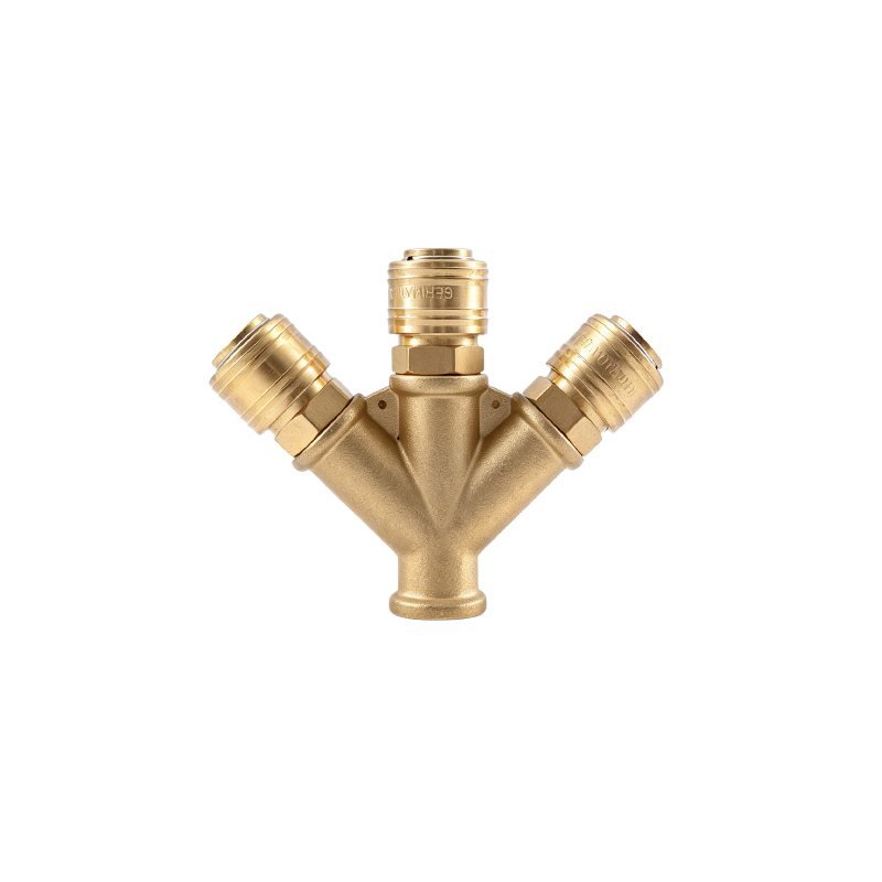 Brass 3-Way Quick Connect Air Manifold Splitter With DN7.2 Quick Coupler