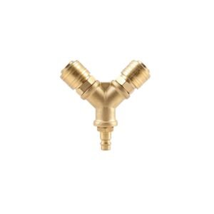 Brass 2-Way Y Shape Quick Connect Air Manifold Splitter With DN7.2 Quick Coupler