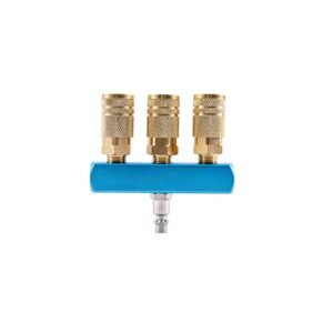 3-Way Aluminum Manifold with Brass 14 Inch NPT Quick Release IM Couplers