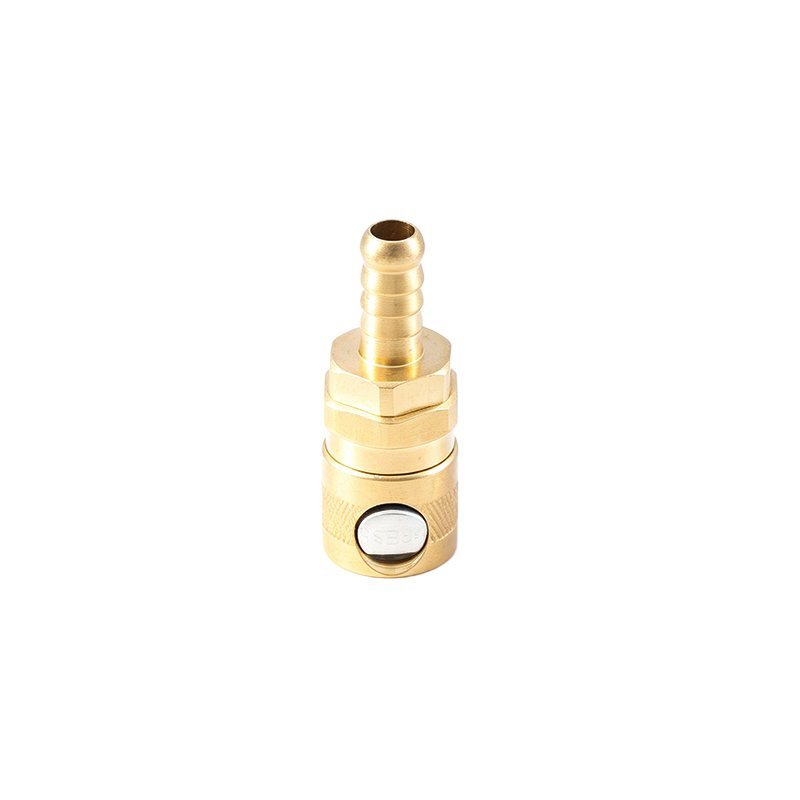 Brass Push-Button Safety Air Quick Coupler Socket with Hose Barb
