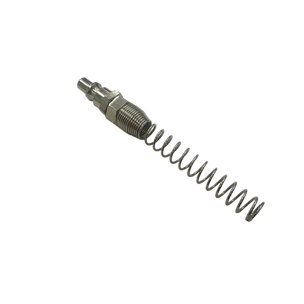 Italian Style Air Quick Connect Plug With Locking Nut and Spring Guard