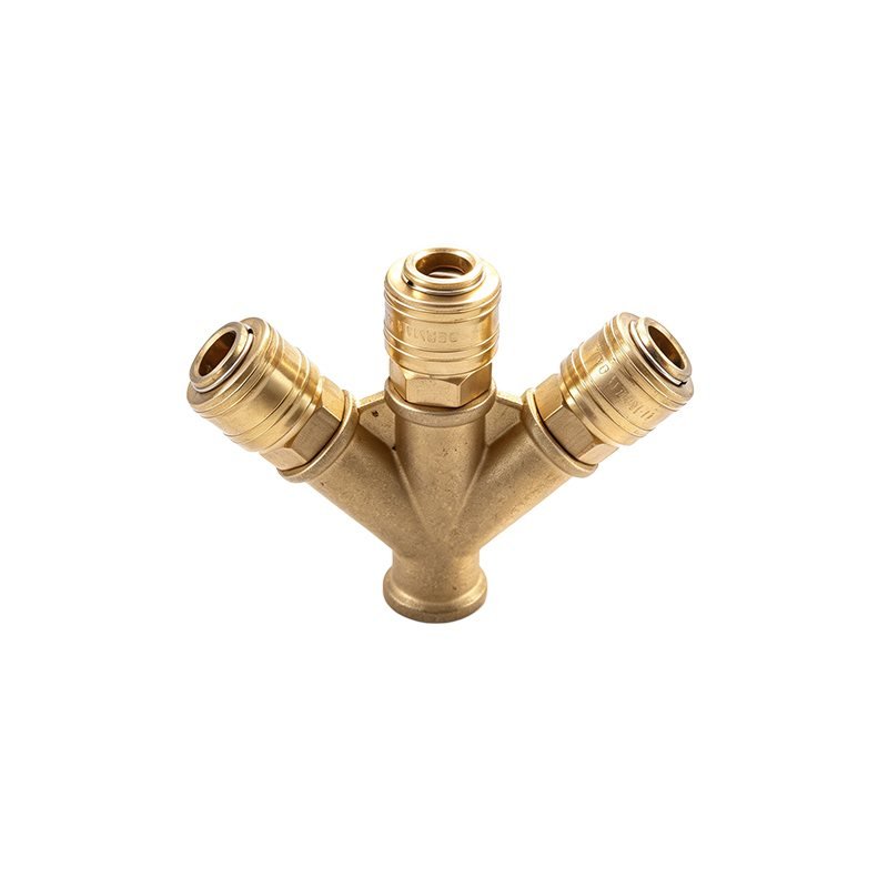 Brass 3-Way Quick Connect Air Manifold Splitter With DN7.2 Quick Coupler