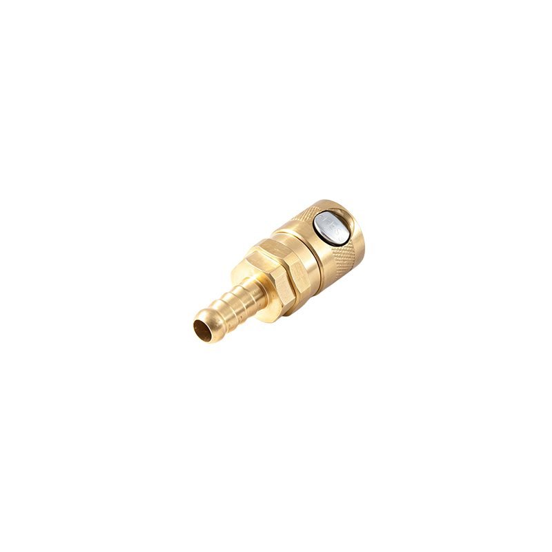 Brass Push-Button Safety Air Quick Coupler Socket with Hose Barb