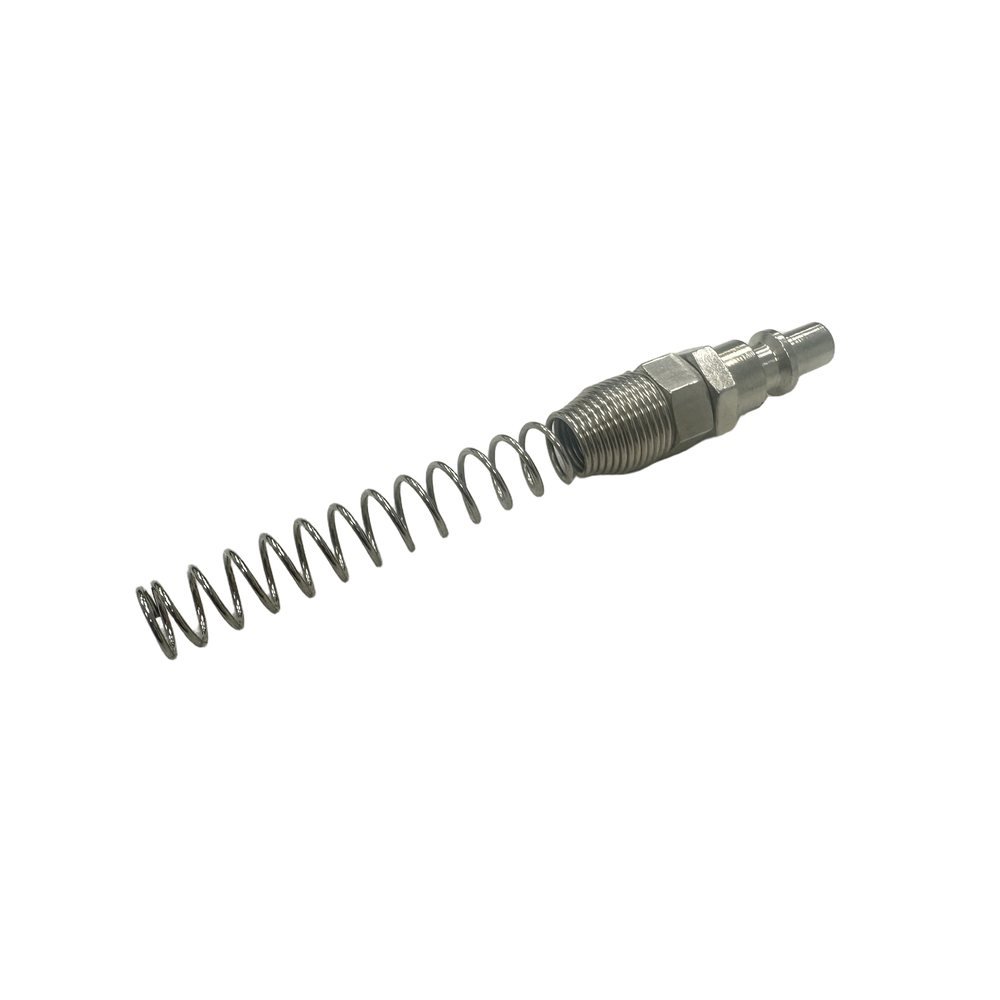 Italian Style Air Quick Connect Plug With Locking Nut and Spring Guard