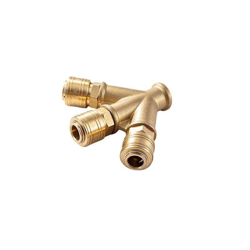 Brass 3-Way Quick Connect Air Manifold Splitter With DN7.2 Quick Coupler