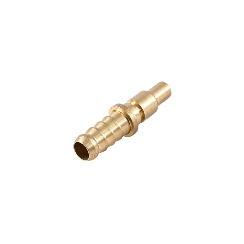 Brass Push-Button Safety Air Quick Connect Plug with Hose Barb