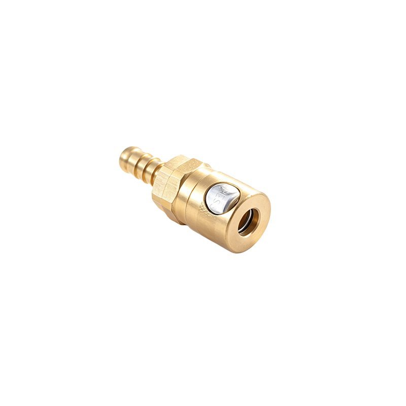 Brass Push-Button Safety Air Quick Coupler Socket with Hose Barb