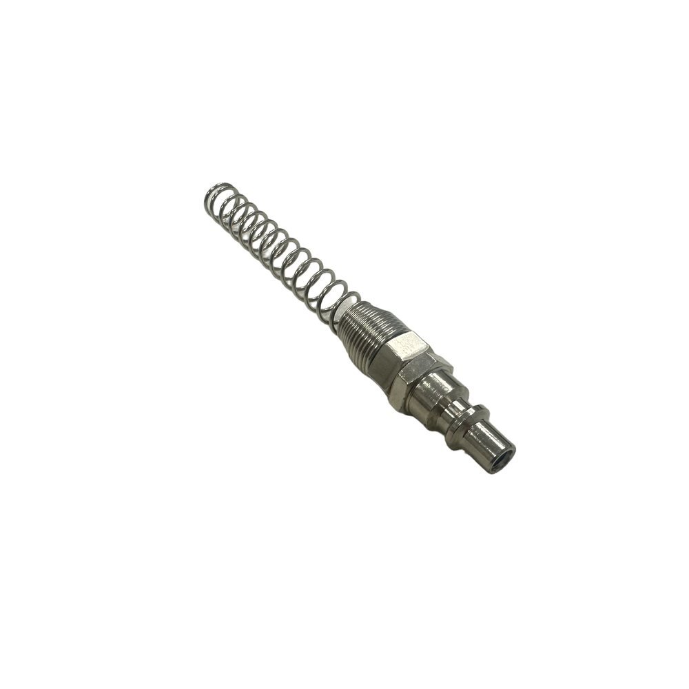 Italian Style Air Quick Connect Plug With Locking Nut and Spring Guard