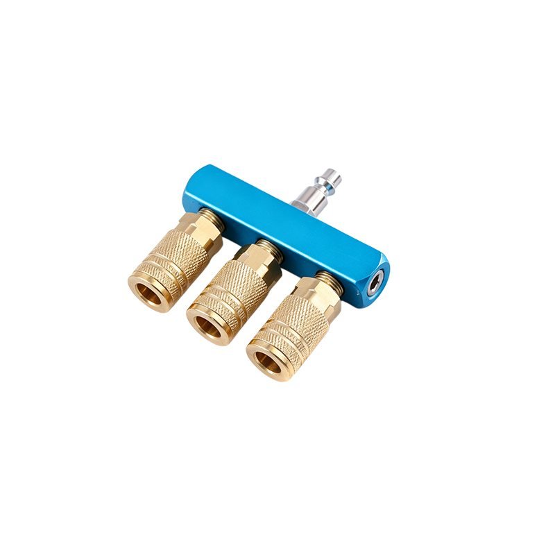 3-Way Aluminum Manifold with Brass 14 Inch NPT Quick Release IM Couplers