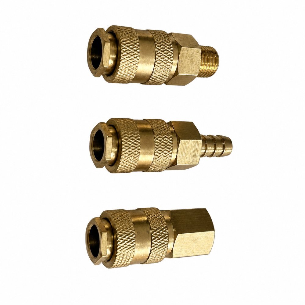 European Universal 3 in 1 Brass Air Quick Coupler With Male Thread