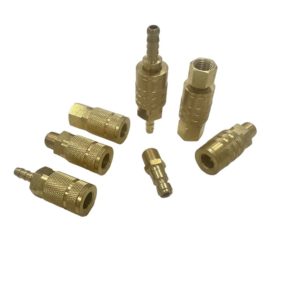 Tru-Flate Style Brass Air Quick Connect Plug with Hose Barb