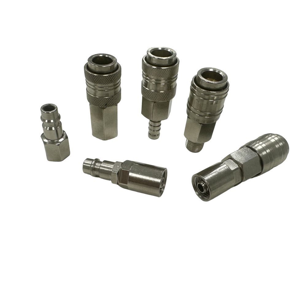 Euro Italian Universal 3 in 1 Air Quick Coupler Socket With Locking Nut Hose Clamp